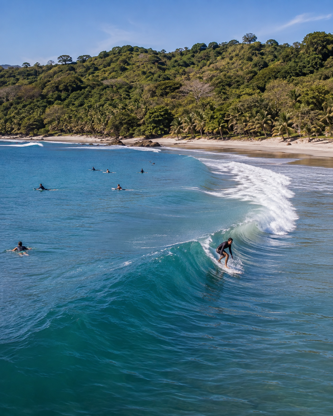Surfing near Nicoya Villas in Mal País, Costa Rica